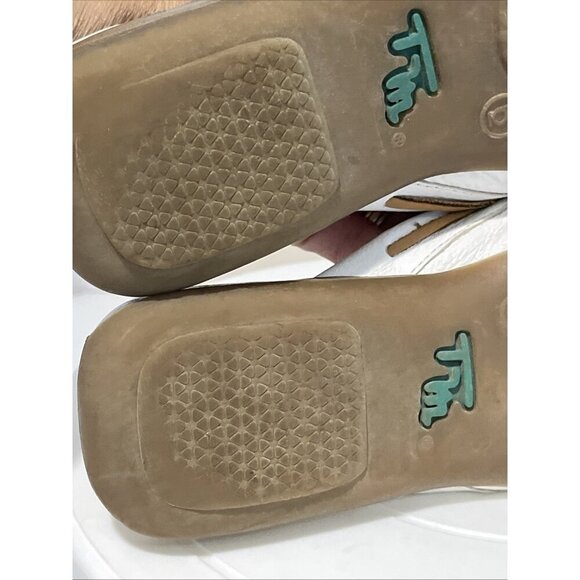 VTG Thom McAn Leather Slip On Mules Flats Women 6 White Comfort Old Money Japan - Picture 9 of 10